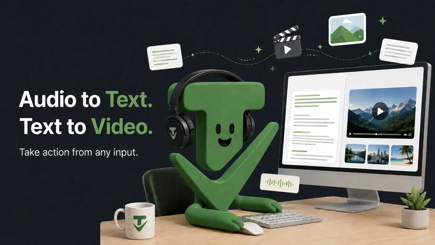 Banner: Tasklet audio transcription and video generation